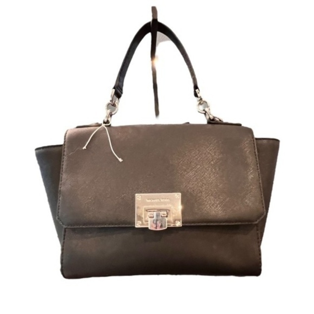 🎉SALE🎉 MICHAEL KORS Talia MK Satchel Black Saffiano Leather Top Handle Dustbag - Picture 2 of 12